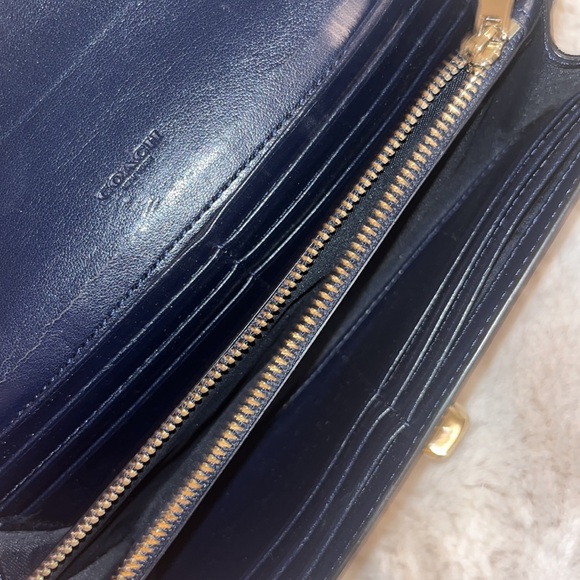 Coach Envelope Long Leather Navy Blue Wallet - Picture 5 of 9